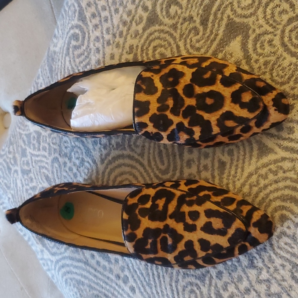 Franco Sarto Leopard Print Pointed Flats in Brown & Black